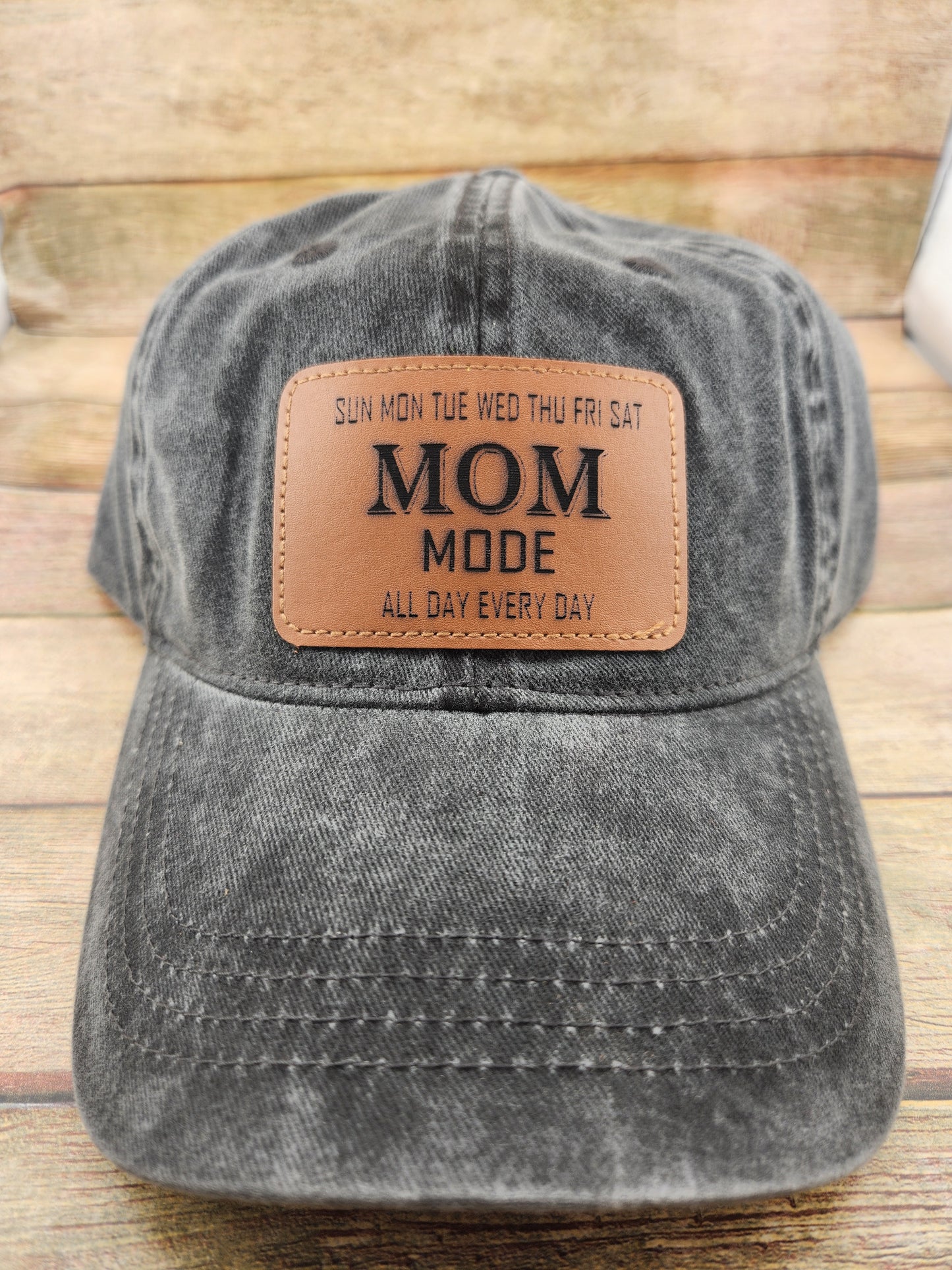 Baseball Cap, Gray Denim - Mom Mode