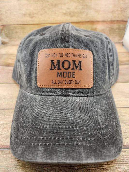 Baseball Cap, Gray Denim - Mom Mode