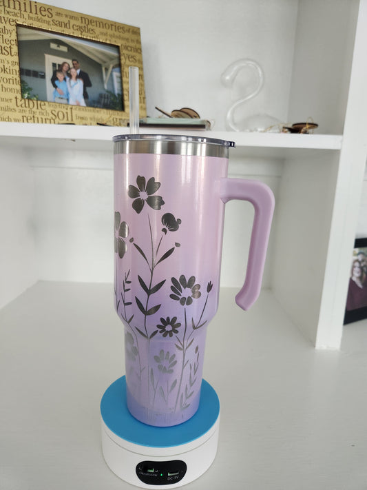 Tumbler - Pink Gradient Floral Tumbler