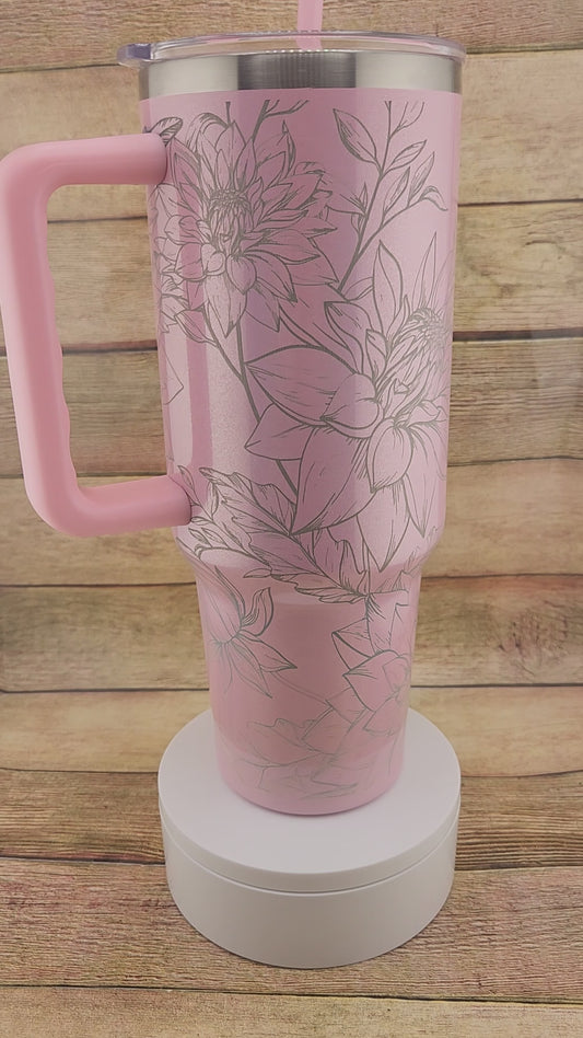 Laser Engraved Tumbler - Floral